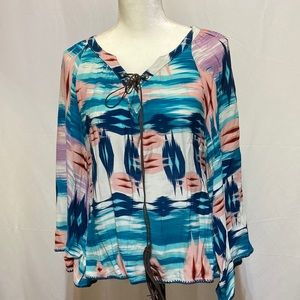 SANCTUARY CLOTHING NWOT BEAUTIFUL WESTERN TYPE PRINT BLOUSE